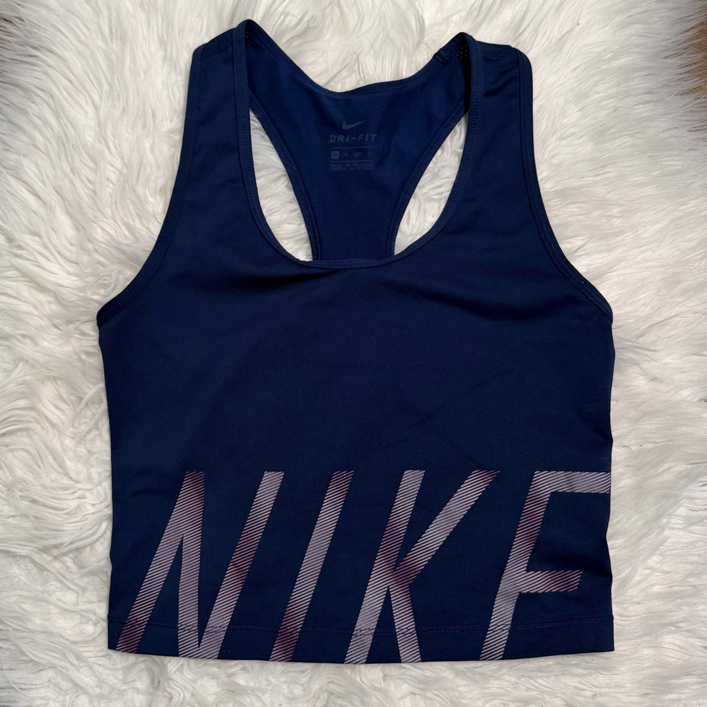 Nike Dark Blue Logo Dri-fit Active Crop Top